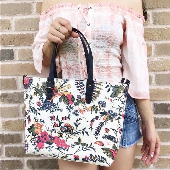 Tory Burch Kerrington Small Top Zip Tote Floral - Picture 2 of 6